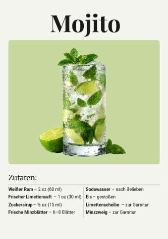 Mojito (A4 staand) – Menukaart