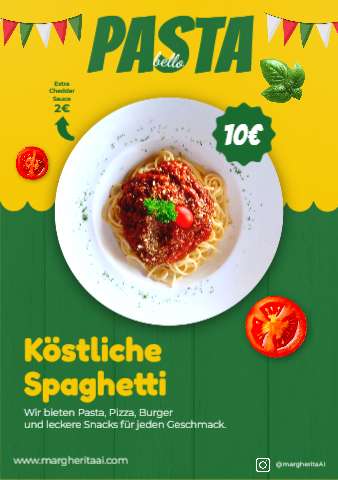 Pasta Bello (A4 portrait) – Menu