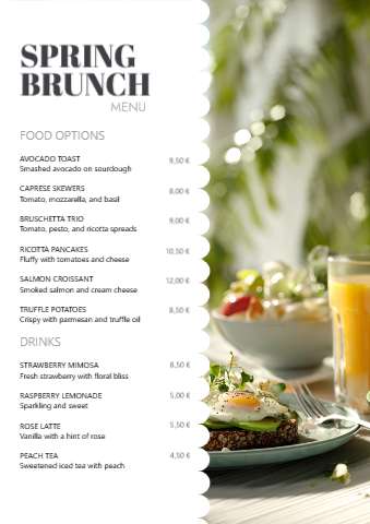 Spring Brunch (A4 staand) – Menukaart