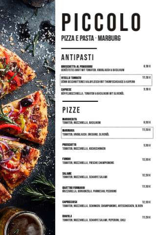 PICCOLO (A4 portrait) – Menu